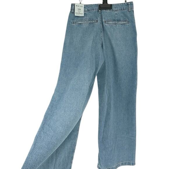 River Island Jeans Blue Tailored Wide Leg Pleated Denim - Picture 10 of 12